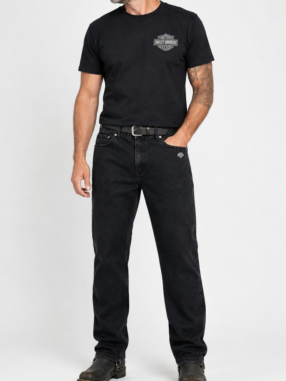 Harley-Davidson MotorClothes Black Straight Leg Jeans Men's 40x32